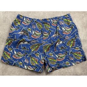 VTG Chaps Ralph Lauren Men's Sz XL Marlin Fish AOP Blue Swim Shorts Trunks Beach